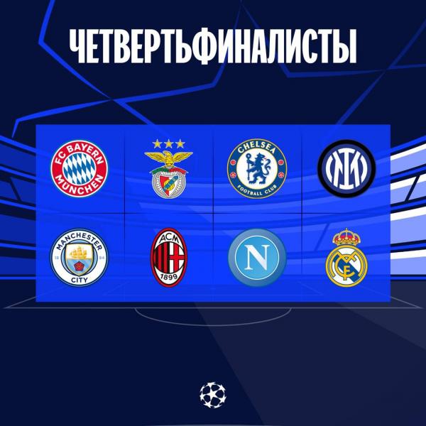 Результаты жеребьевки 1/4 и 1/2 финала Лиги Чемпионов