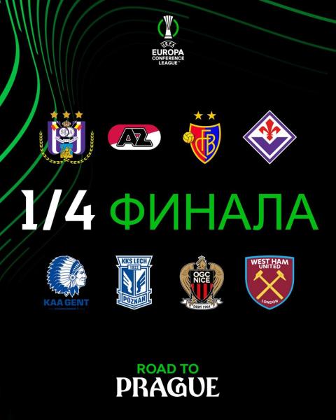 Результаты жеребьевки 1/4 Лиги Конференций