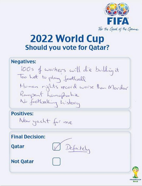 Рядовой чиновник поясняет на допросе свое решение отдать ЧМ Катару: