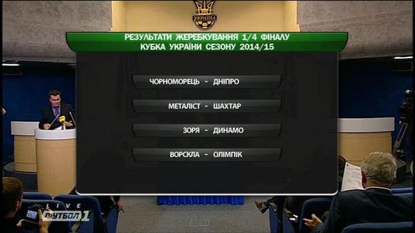 Жеребьевка 1/4 финала Кубка Украины. «Металлист» - «Шахтер» и другие.