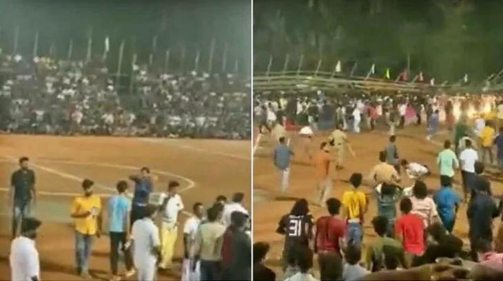 Жесть на футболе: в Индии обрушилась трибуна