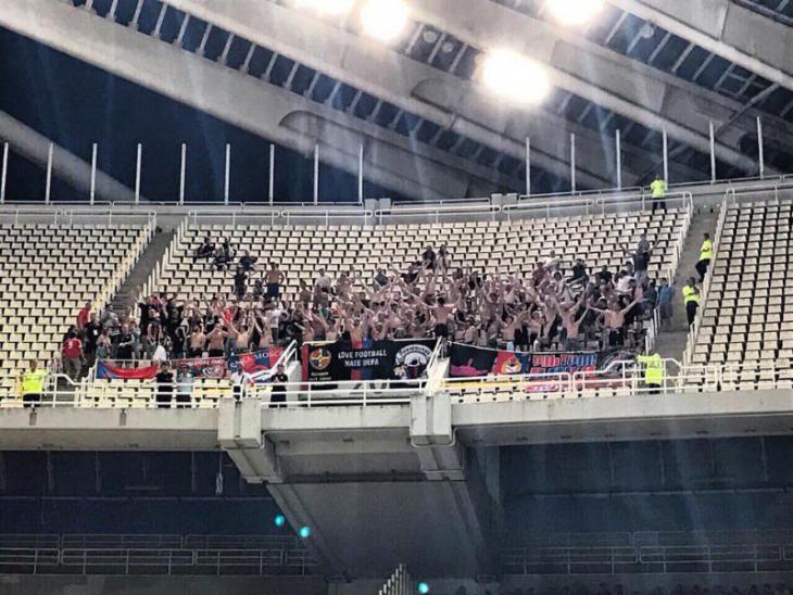 Болельщики ЦСКА в Афинах на матче АЕК - ЦСКА 25.07.2017