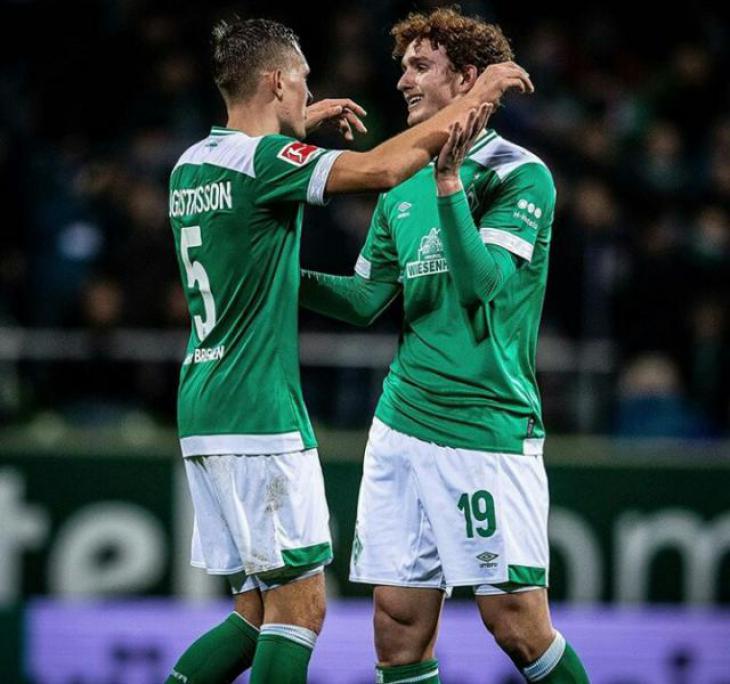 Первый гол Джошуа Сарджента за основную команду Вердера в Бундеслиге