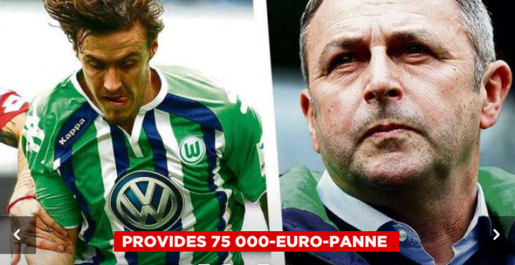 Крузе был оштрафован «Вольфсбургом» на 25 тысяч евро за то, что тот оставил в такси 75 тысяч