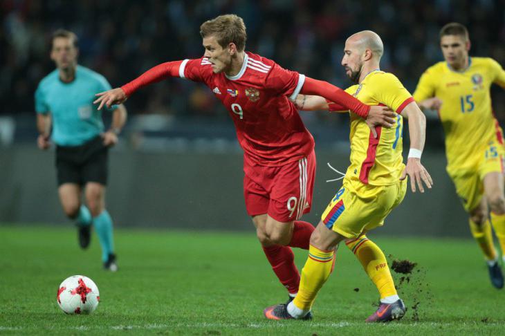 Кокорин в матче с Румынией